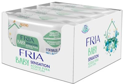 Fria Baby Sensation Acqua Pura Salviette per Cambio Pannolino, Formula con 98% di Acqua Purificata ad Azione Detergente sulla Pelle, Dermatologicamente Testate, Confezione Risparmio da 280 Salviette