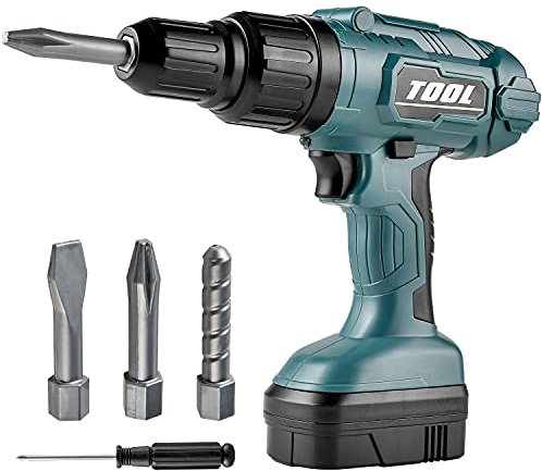 Toy Choi's Kinder Akkuschrauber Spielzeug, Batteriebetriebenes Bohrspielzeug und elektrisches Kleinkind-Bohrschraubenset, Konstruktionsspielzeugwerkzeuge Drill für Kinder ab 3 4 5 6 7 Jahren, Grün