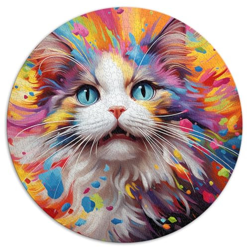 1000 Piece Jigsaw Puzzle Ragdoll Cat Round Puzzle for Adults for Adults and Kids Age 12+ Cardboard Puzzle Home Decoration Size: 67.5 x 67.5 cm