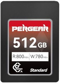 Pergear New 512GB CFexpress Type A Memory Card, Up to 800MB/s Read Speed & 780MB/s Write Speed for 4K 120P, 8K 30P Recording (Standard Series), Compatible for Sony Alpha & FX Cameras