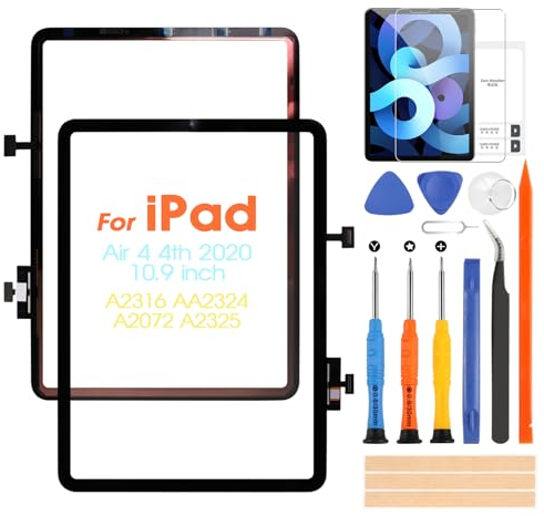 Touch Screen per iPad Air 4 4th Generation 2020 10.9 A2316 AA2324 A2072 A2325 Digitizer per iPad Air 4 4a Touchscreen Schermo Sostituzione Tattile Frontale con Riparazione Kit (Non LCD)