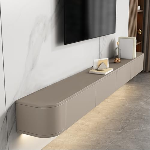 HYANXUE Schwebender TV-Ständer, Wandmontierte TV-Regale Mit Tür, TV-Medienkonsole, Schwebender TV-Schrank, Große TV-Bank Mit Stauraum Unter Dem Fernseher(Khaki,220CM/86.6)