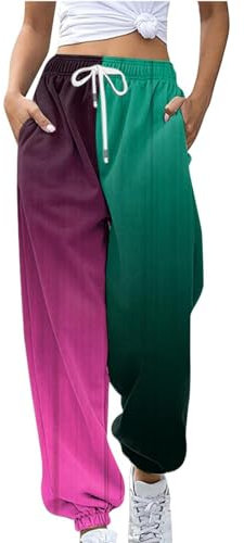 Rpporm Tages Angebote, Sport Tights Damen, Damen Jogginghose Zweifarbige Hose Freizeithose Hohe Taille Sporthose Trainingshose Sweatpants Baggy Sweathose Sommer Hosen Damen
