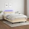 Willood Boxspringbett mit Matratze Bett Kopfteil LED, Einzelbett Bettgestell mit Lattenrost, Polsterbett Bettrahmen Creme 120x200 cm Stoff Knöpfe