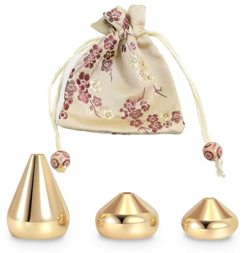 BEYLAB Goutte d'eau Laiton 3 Pièces Porte-Bâtons d'Encens avec Support de Sac de Rangement Brûleur d'Encens Petit Brûleur d'Encens Bâtons d'Encens