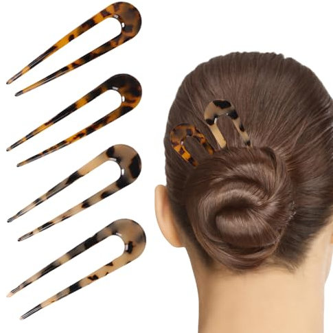 DOINEUFL Thicker French Hair Pins, 4 Pcs French Twist, U Shaped
