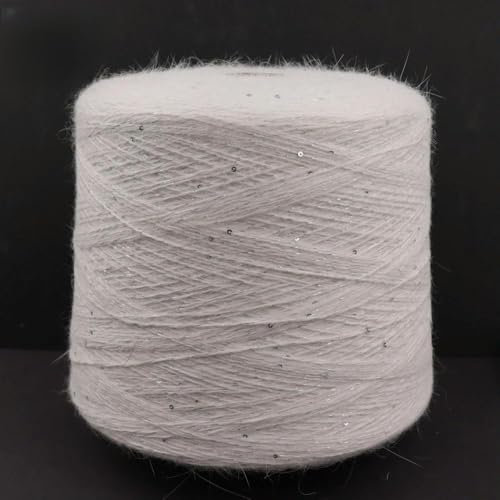 FUPOHUA Strickgarn 100g 600m Angora 2mm Pailletten Lurexgarn Kaninchenhaarwolle langes Nerzgarn Weiches Flauschiges Häkelgarn Wolle