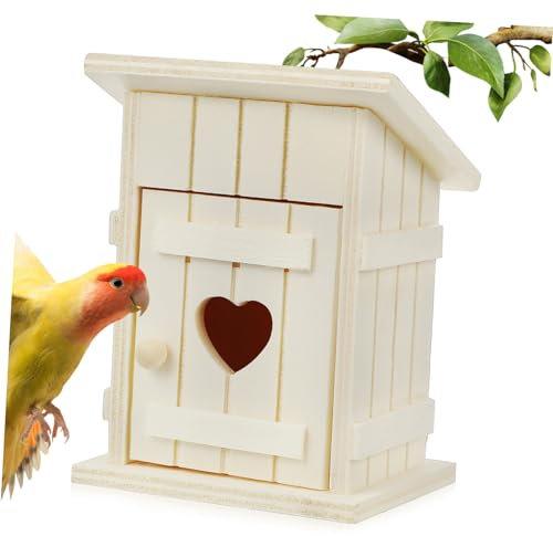 Vaguelly Wooden Bird Nest Pet Birds Nest Garden Decoration Small Bird House Bird Nesting House Bird House to Paint Wood Bird House Bird Nest Decoration Home Decor Natural Wood Beige
