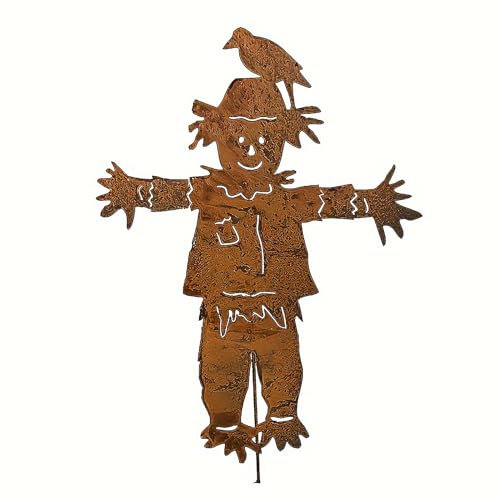 Metall-Vogelscheuche-Gartenstecker, Vintage Vogelscheuche Figur, verrostetes, verwittertes Eisen, Vogelscheuchen Garten Deko, Krähe, Rasendekoration für die Herbsterntezeit, Terrasse,