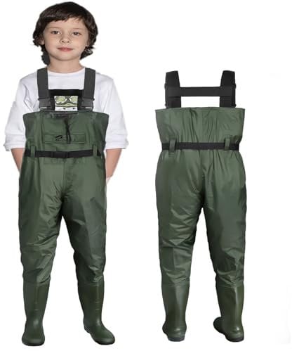 Croch Wathose für Kinder Wasserdicht mit Gummistiefeln – Ideal für Angeln und Outdoor-Aktivitäten (40)