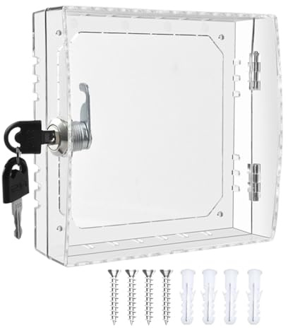 Thermostat Cover Lock, Wall Mounted Lock Box, Thermostat Protection Box, Lockable Thermostat Cover, Tamper Proof Thermostats Cover with Lock, Clear Wall-Mounted Case for Protecting