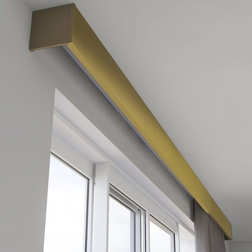 Gardinenschiene 3-in-1-Gardinenschiene und Volant, Metall-Vorhangleiste zur Wand-/Deckenmontage, anpassbare Fenster-Gardinenschienen für Wohnzimmer und Schlafzimmer (Farbe: Gold – Deckenmontage, Grö
