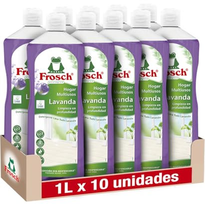 Frosch - Limpiador Multiusos de Hogar Ecológico Lavanda, Elimina la Grasa y la Suciedad en General, Higienizante eficaz - Resultado Brillante y Duradero - Pack 10 uds x 1L