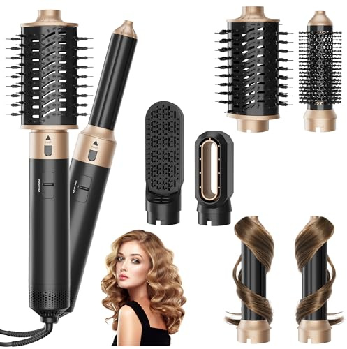 Sealong 6 in 1 Airstyler Set mit 1000W | Multifunktionaler Hairstyler als Warmluftbürste, Lockenstab Automatisch, Glätteisen & Haartrockner | Für Trockenes Haar, Volumen, Locken & Glätten