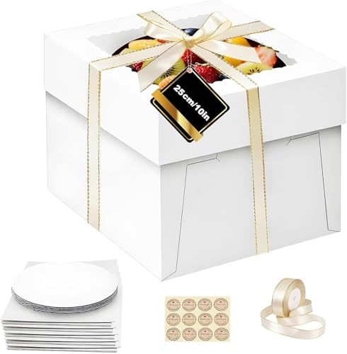 5 Sets Cajas Transporte Tartas 25×25×20 cm Con Ventana Transparente