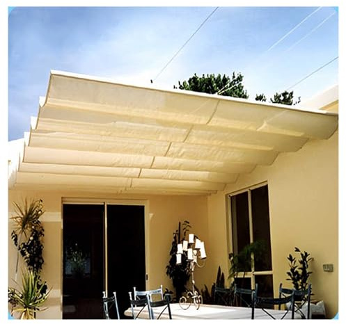 Ausziehbarer Wellen-Sonnenschutz, U-förmig, Terrassenüberdachung, Outdoor-Markise für Winter, Garten und Terrasse, verstellbarer Schatten, B 1,3 x L 18 m