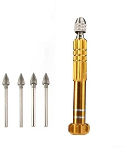 Tile Grout Cleaning Tool Set Diamond Coated Bits Screwdriver Aluminum Alloy Seam Removal for Floor Wall Tiles Surfaces 5 Pieces Yellow