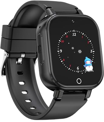 Alutoria Montre Connectée Enfant-Smartwatch avec 4G GPS et Appel Vidéo Chat SOS Jeux Mode Classe Podomètre Réveil- Montre Enfants pour Garçons Filles 5-13 Ans Noir