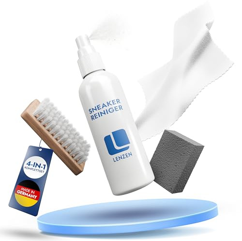 Lenzen Sneaker Cleaner Set I Sneaker Reiniger I Schuh Reinigung | Das Shoe cleaning kit enthält Reinigungsgummi, Reinigungsspray, Schuhputztuch & Schuhbürste. Das vollständige Schuh Putz Set.