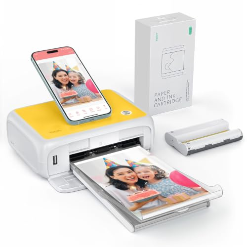 YOTON 4x6 Photo Printer, Picture Printer with 54 Sheets for Family Memories | 4PASS Dye-Sublimation; AR Video Printing; Wi-Fi Connection; Gift for Travel & Memories; for iPhone/Android/PC; Yellow