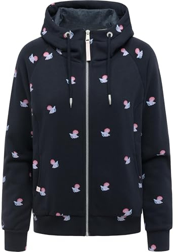 Ragwear Damen lässige Sweatjacke Trainingsjacke Sportjacke mit Kapuze und Muschel-Print Fllawia Shells XS-3XL
