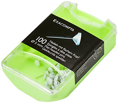 Exacompta 14500E 100er Pack Flachkopfnadeln Ø5mm Spitzenlänge 8 mm robust und praktisch weiß