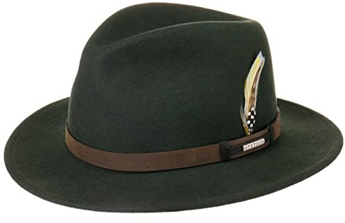 Stetson Sardis VitaFelt Traveller Hut Damen/Herren - Wollfilzhut wasserabweisend - Filzhut Made in USA - Regenhut aus Wollfilz - VitaFelt-Hut Packable - Jägerhut Sommer/Winter grün XL (60-61 cm)