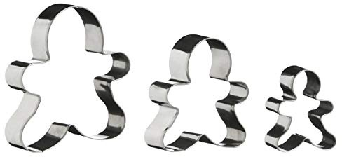 Premier Housewares Gingerbread Man 3 Pieces Stainless Steel Silver Cutter Set Cookie Cutter/Pastry Cutter For Baking/Cooking In Kitchen 11 x 11 x 3