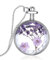 Feilok Fashion - Collana color argento a catena rotonda, con ciondolo trasparente in cristallo con lavanda essiccata, collana lunga da donna