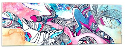 Panorama Bilder auf Glas 160x50cm Glasbild Chamäleon Tierwelt Zweig Groß XXL Wanddeko Bild im Glas Schlafzimmer Küche Wandbilder Dekoration Wohnzimmer Modern Wand Kunstdruck Art GAB160x50-3074