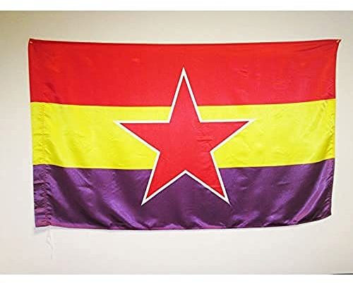 AZ FLAG Bandera ESPAÑA Republicana Estrella del EJÉRCITO Popular 150x90cm en Raso para Palo - Bandera DE LA Republica ESPAÑOLA 90 x 150 cm