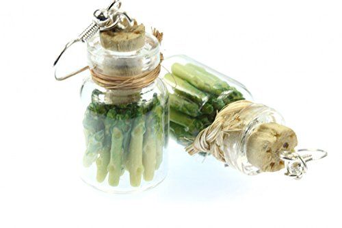 Miniblings Spargel Glas Vorratsglas Ohrringe Konserve Fläschchen versilbert | Ohrschmuck, sorgfältig in Berlin gefertigt, mit Miniatur
