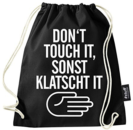 Hashtagstuff® Turnbeutel mit Sprüchen Designs auswählbar Kordel Schwarz Spruch Rucksack Jutebeutel Sportbeutel Gymbag Beutel Hipster Klatschen