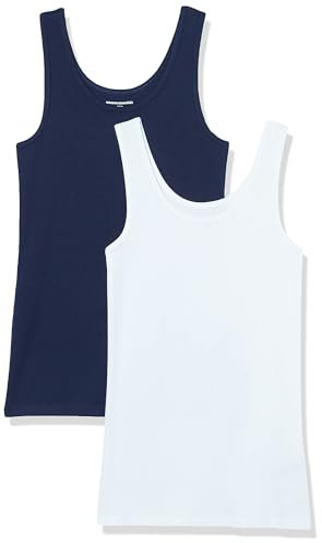Amazon Essentials Women's Slim-Fit Vest, Pack of 2, Navy/White, M