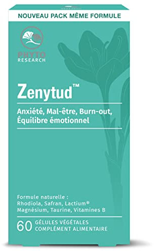 PHYTORESEARCH - Zenytud - Complément Alimentaire Bien-Être - Vitamines et Plantes - Safran, Rhodiola, Taurine, Magnésium et Vitamines B - 60 gélules - 30 Jours - Fabriqué en France