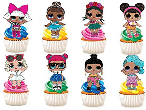 30 x LOL Dolls Characters Party Stand UP Edible Paper Cupcake Toppers Cake Decorations