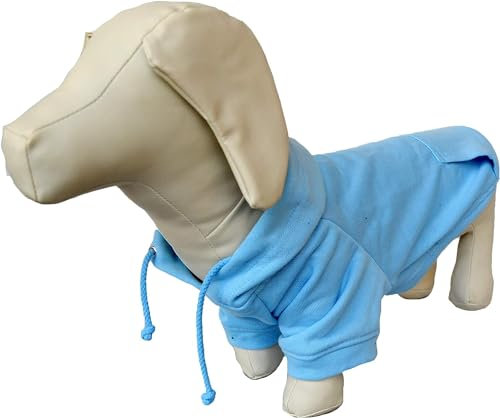 Lovelonglong Unbedrucktes Basic-Kapuzen-Sweatshirt für Hunde, 100 % Baumwolle, passend für kleine, mittelgroße Dackel, große Hunde, Himmelblau, D-M