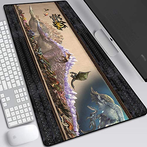 Mauspad Monster Hunter 900X400mm Mauspad, Speed Gaming Mousepad, Erweitertes XXL großes Mousemat mit 3mm starker Basis, für Notebooks, PC, N