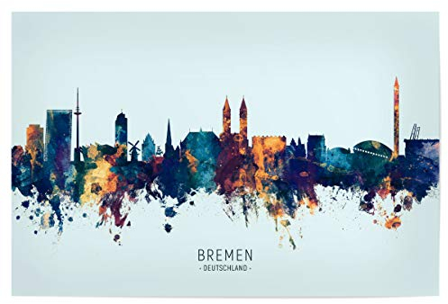 artboxONE Poster 60x40 cm Städte Bremen Germany Skyline BlueOrange - Bild Bremen City Cityscape