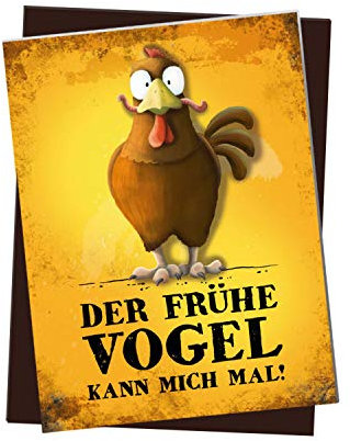 Kühlschrankmagnet mit Huhn Motiv und Spruch: Der frühe Vogel kann Mich mal