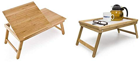 Relaxdays Laptoptisch aus Bambus HBT: 24 x 55 x 33 cm Beistelltisch, Natur & Betttablett Bambus, faltbar, Serviertablett für Frühstück im Bett mit klappbaren Beinen als Tabletttisch, Natur