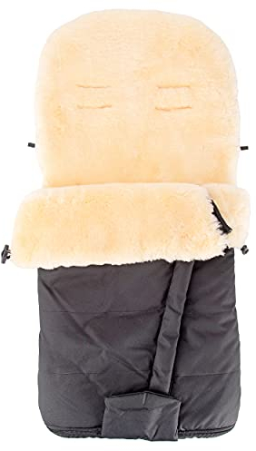 Merauno® Baby Lammfellfußsack Kinderwagen Fellsack Kuscheliger Buggy Kinderwagen-Fußsack aus Fell Wind-und Wasserdicht Mit Gurtschlitzen Fußöffnung mit Reißverschluss 100×50cm