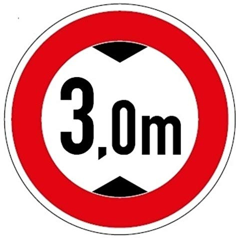 Aufkleber Verkehrszeichen Durchfahrtshöhe 3,0m Fahrzeuge StVO Schild Folie Ø5-30cm Made in Germany, Größe: Ø10 cm