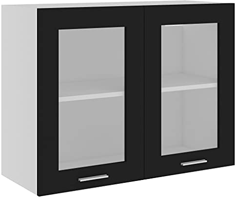 vidaXL Armario de Cocina Muebles Mobiliario Duradero Mesa de Trabajo Almacenamiento Cuencos Platos Ollas Alacena de Contrachapada Negro 80x31x60 cm