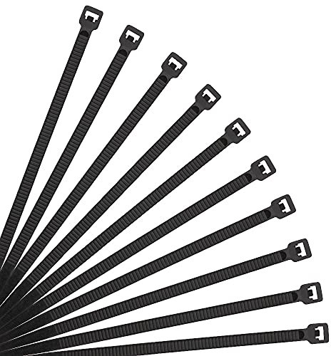 XINGO Black Cable Ties Pack of 500, 250mm x 3.6mm,Premium Nylon Durable Zip Ties, Self-Locking UV Resistant Nylon Plastic Wire Ties for Indoor and Outdoor