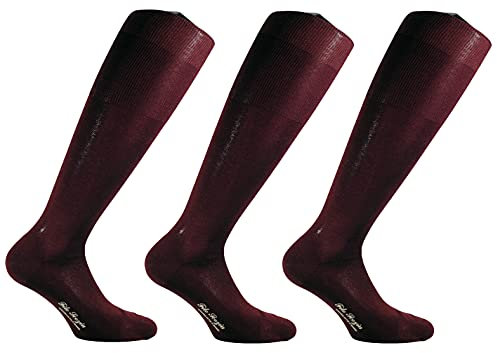 (3 PAIA) Calze uomo lunghe a maglia liscia in pregiatissimo cotone 100% filo scozia CLASSIC (BORDEAUX, 45-47, numeric_45)