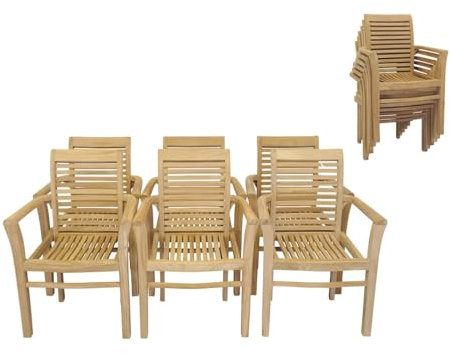 Antike Fundgrube AFG Gartenstuhl Gartenstühle Stapelstuhl Stapelstühle 6er Set Teak (10367)
