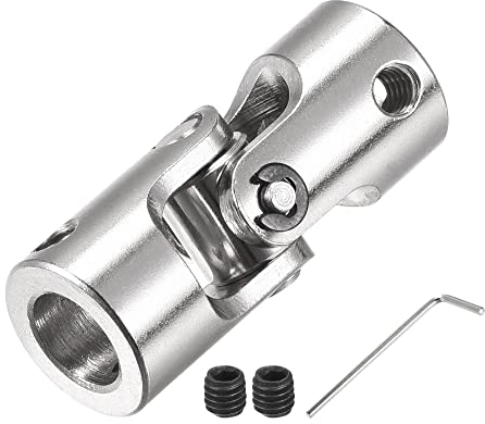 sourcing map Drehbare Kreuzgelenk Wellenkupplung 6mm bis 8mm Innendurchm. L35 x D14 mit Schrauben und Schraubenschlüssel für RC Modell