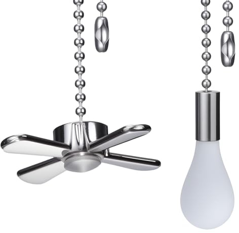 Aduoke Ceiling Fan Pull Chain Extender with Decorative Frosted Glass Bulb and Fan Cord, Fit All Standard 3mm Diameter Ceiling Fans and Light Fixtures Factory Pull (Basic 12 inch, Silver)