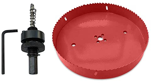 TUNEZ® Lochsäge M42 Bimetall Lochschneider Set mit Sechskantdorn und Zentrierung Metallbohrer Lochsäge Kit für Holz, Metall, Gipskarton, Eisen, Blech, Rohr, Kunststoff (215 mm)